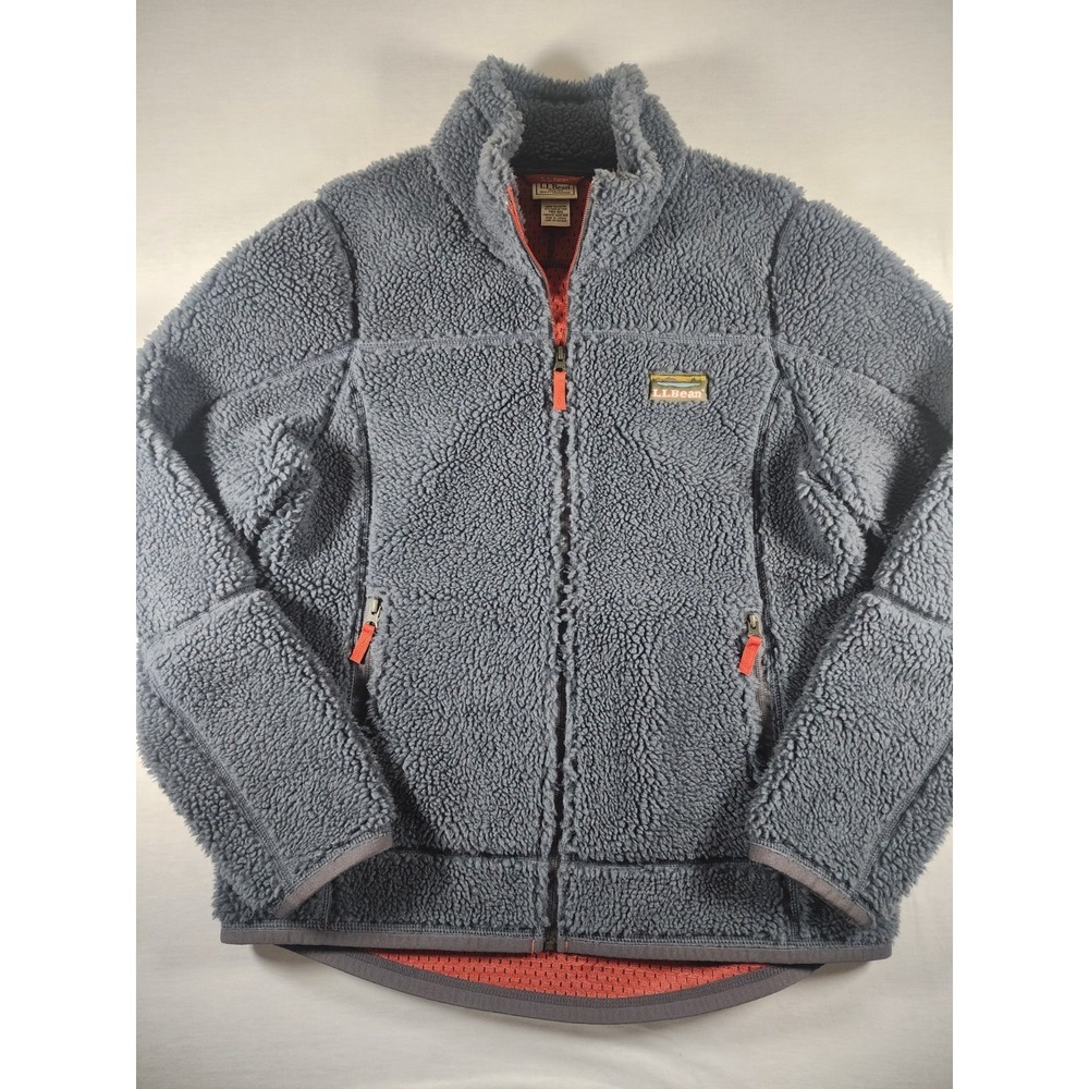 L.L.Bean Fleece Jacket Women S Gray Sherpa Full Zip Mock Neck Outdoor Gorpcore‎